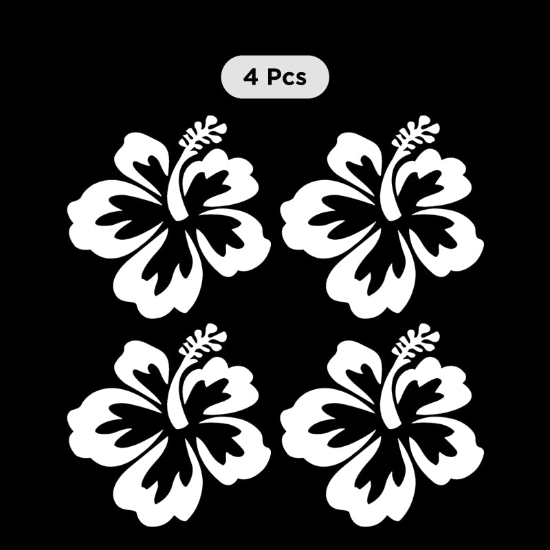 Hibiscus Flower Decal - Aloha Hawaii Set of 4 | Vinyl Sticker | Aarna Kraft Canada White
