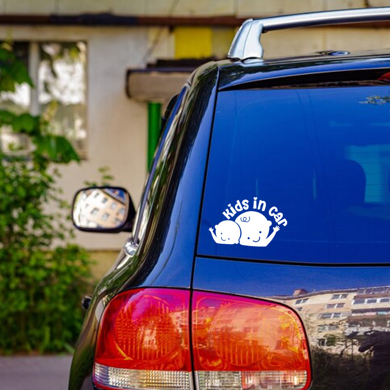 Kids In Car Vinyl Decal | Aarna Kraft Canada White On Car