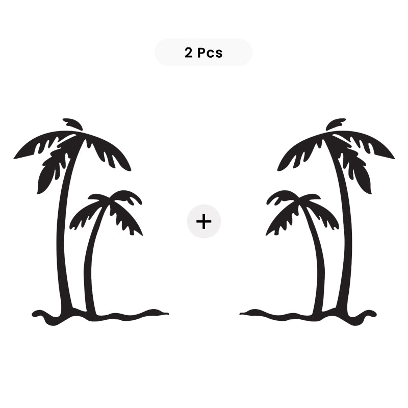 Palm Tree Decal - Tropical Beach Pair | Vinyl Sticker | Aarna Kraft Canada Black