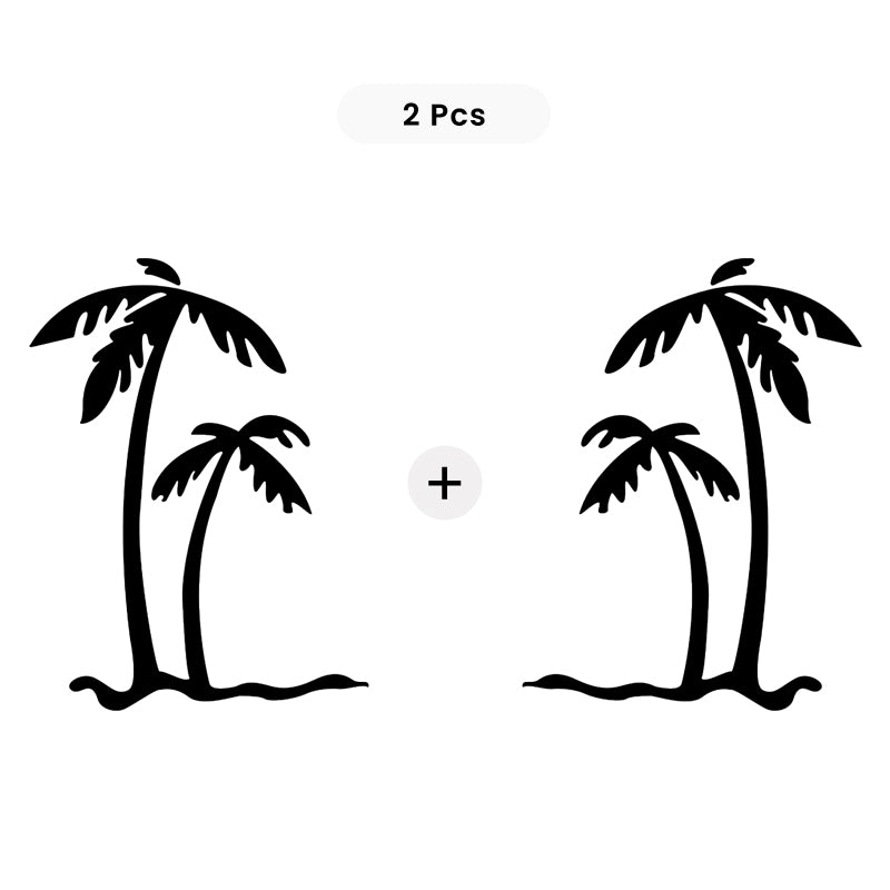 Palm Tree Decal - Tropical Beach Pair | Vinyl Sticker | Aarna Kraft Canada Matte Black