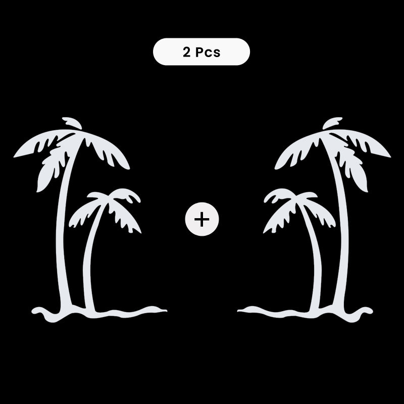 Palm Tree Decal - Tropical Beach Pair | Vinyl Sticker | Aarna Kraft Canada Matte White
