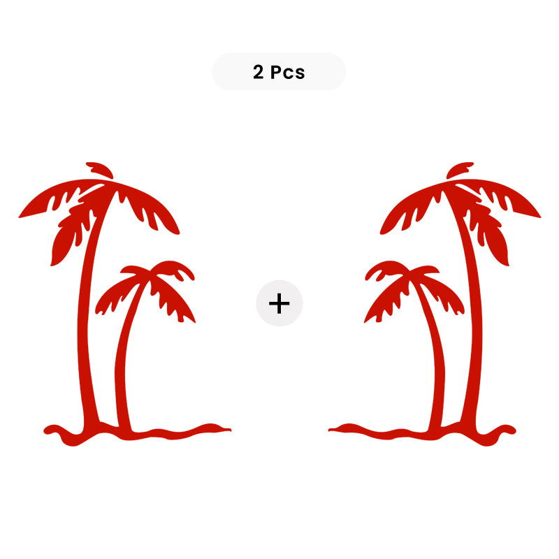 Palm Tree Decal - Tropical Beach Pair | Vinyl Sticker | Aarna Kraft Canada Red