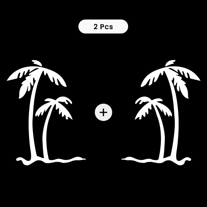Palm Tree Decal - Tropical Beach Pair | Vinyl Sticker | Aarna Kraft Canada White