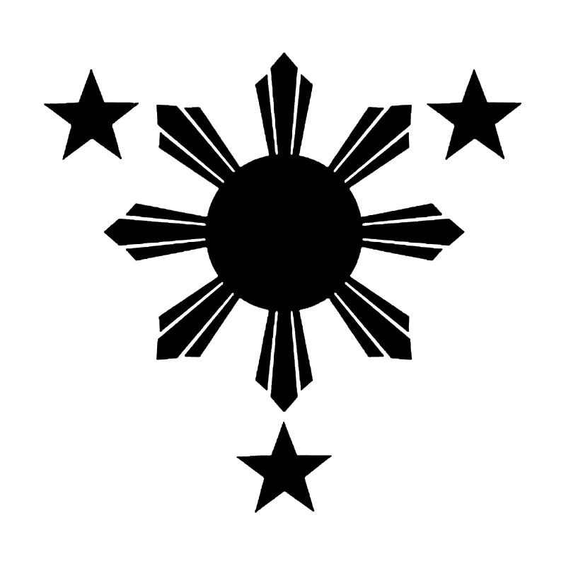Philippines Flag Sun & Stars Vinyl Decal | Filipino Car Window Sticker | Aarna Kraft Canada - Black