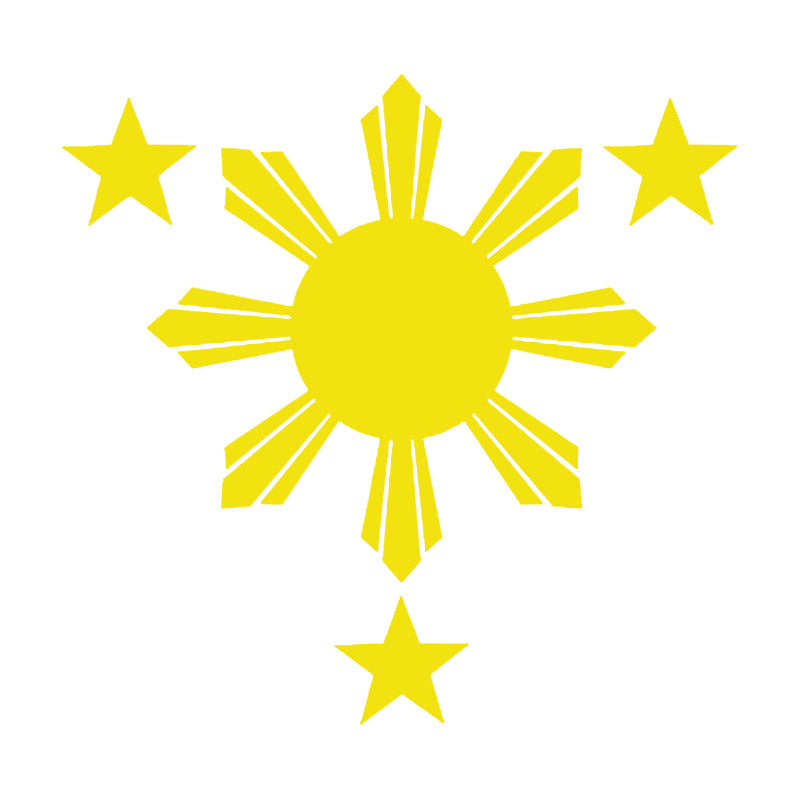 Philippines Flag Sun & Stars Vinyl Decal | Filipino Car Window Sticker | Aarna Kraft Canada - Brimstone Yellow
