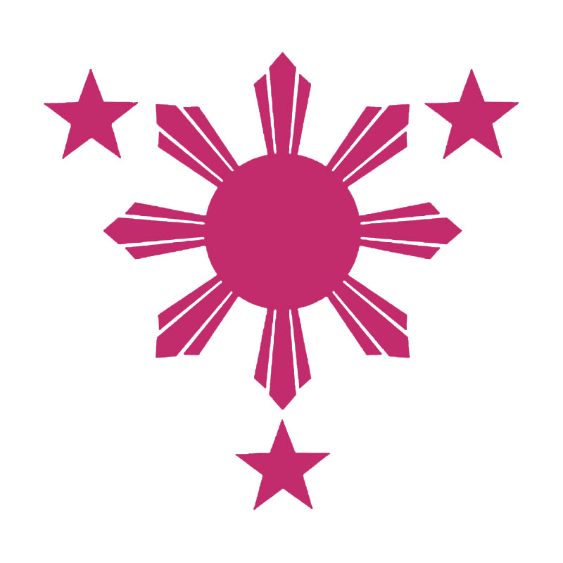 Philippines Flag Sun & Stars Vinyl Decal | Filipino Car Window Sticker | Aarna Kraft Canada - Hot Pink
