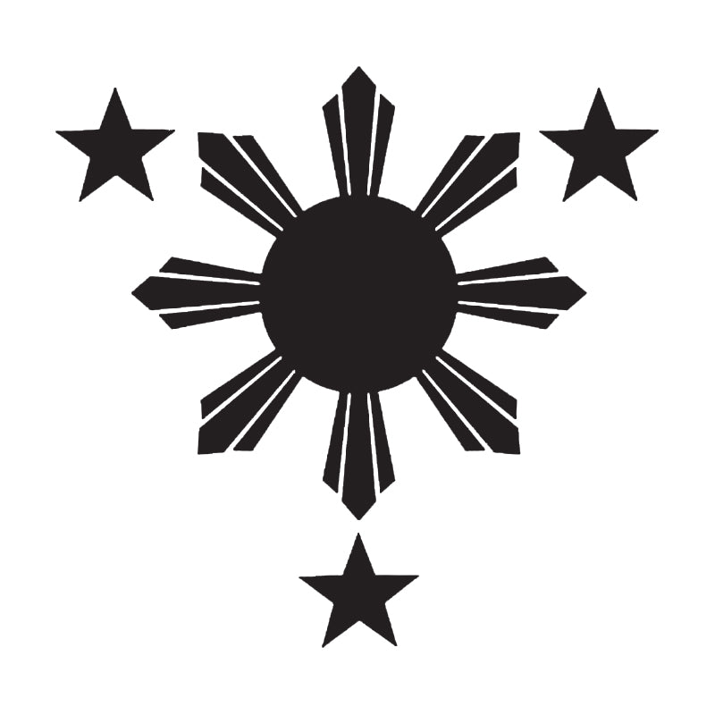 Philippines Flag Sun & Stars Vinyl Decal | Filipino Car Window Sticker | Aarna Kraft Canada - Matte Black