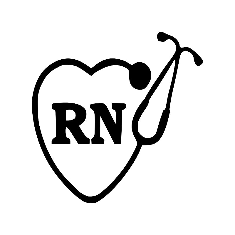 RN Registered Nurse Heart Stethoscope Vinyl Decal | Nurse Car Sticker | Aarna Kraft Canada - Black