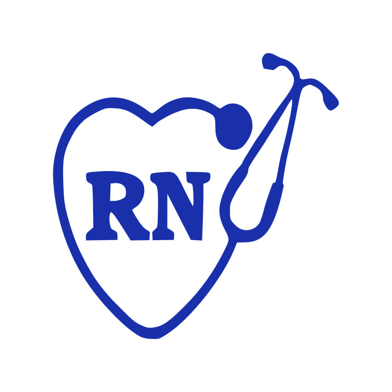 RN Registered Nurse Heart Stethoscope Vinyl Decal | Nurse Car Sticker | Aarna Kraft Canada - Blue