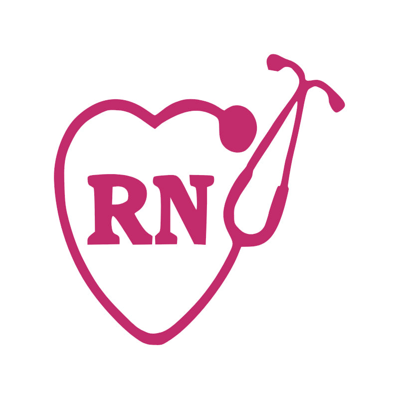 RN Registered Nurse Heart Stethoscope Vinyl Decal | Nurse Car Sticker | Aarna Kraft Canada - Hot Pink