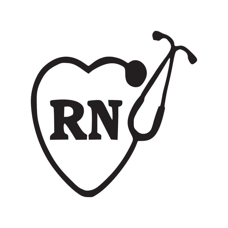 RN Registered Nurse Heart Stethoscope Vinyl Decal | Nurse Car Sticker | Aarna Kraft Canada - Matte Black