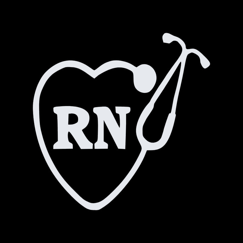 RN Registered Nurse Heart Stethoscope Vinyl Decal | Nurse Car Sticker | Aarna Kraft Canada - Matte White