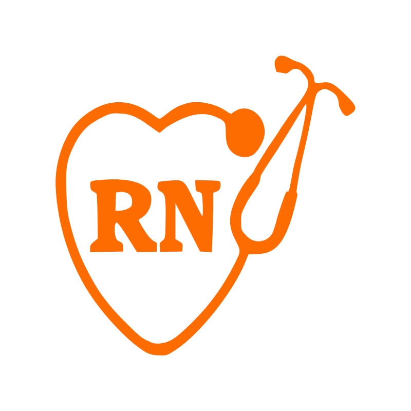 RN Registered Nurse Heart Stethoscope Vinyl Decal | Nurse Car Sticker | Aarna Kraft Canada - Orange