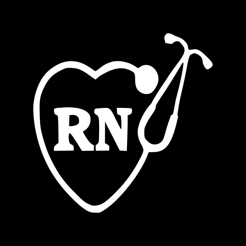 RN Registered Nurse Heart Stethoscope Vinyl Decal | Nurse Car Sticker | Aarna Kraft Canada - White 