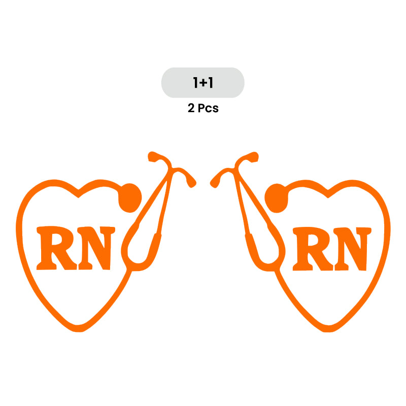 RN Registered Nurse Vinyl Decal 2 Pack | Opposite Facing Nurse Car Sticker Set | Aarna Kraft Canada - Orange