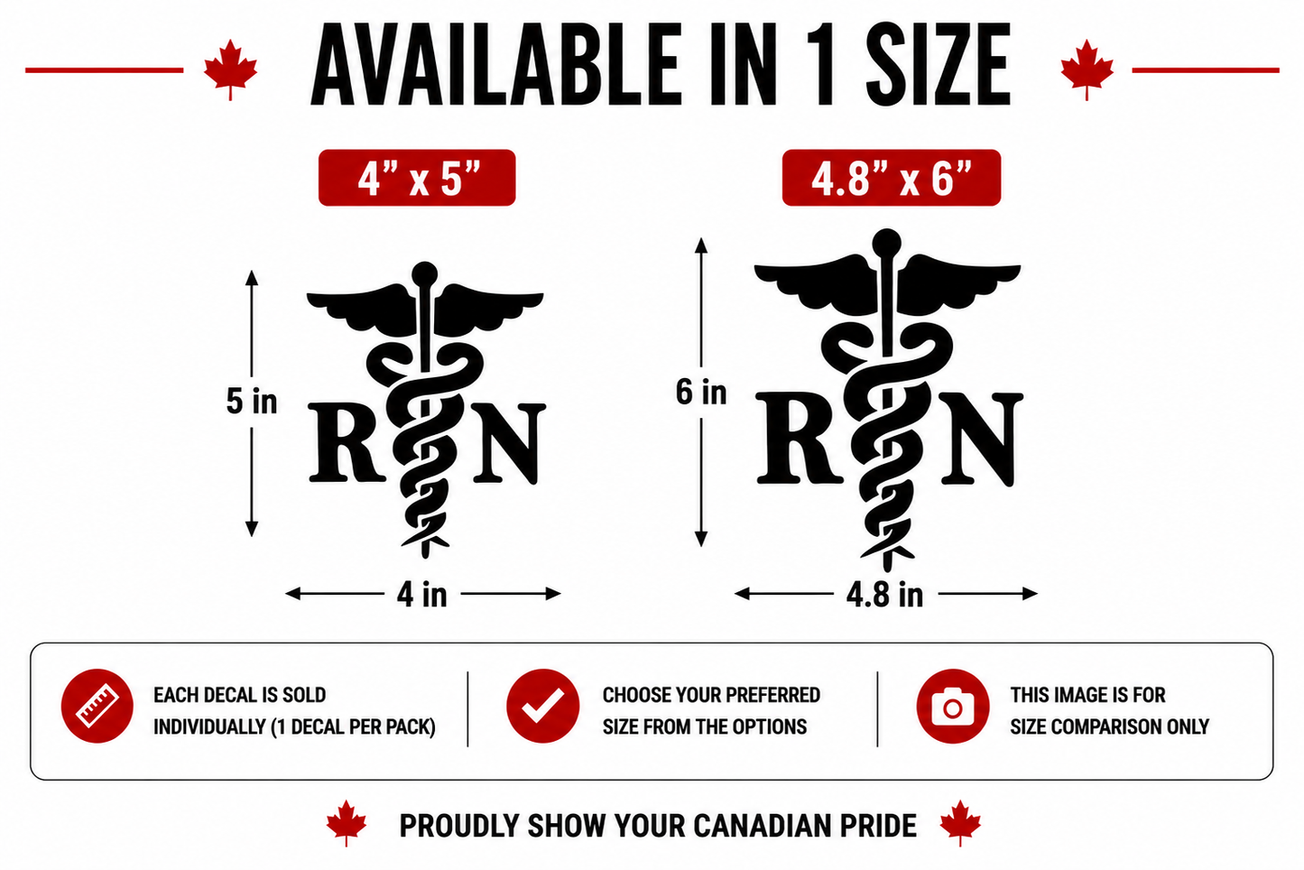 RN Vinyl Decal 1 Pack – Registered Nurse Medical Symbol Size Guide