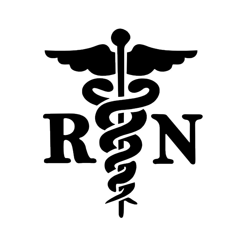 RN Vinyl Decal | Registered Nurse Symbol Sticker | Aarna Kraft Canada|4.8" X 6" - Black