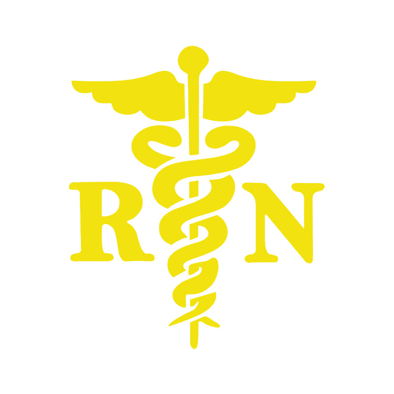 RN Vinyl Decal | Registered Nurse Symbol Sticker | Aarna Kraft Canada|4.8" X 6" - Brimstone Yellow