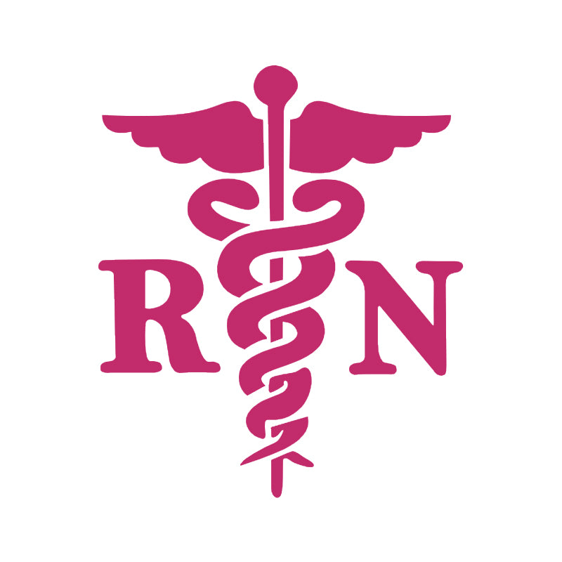 RN Vinyl Decal | Registered Nurse Symbol Sticker | Aarna Kraft Canada|4.8" X 6" - Hot Pink