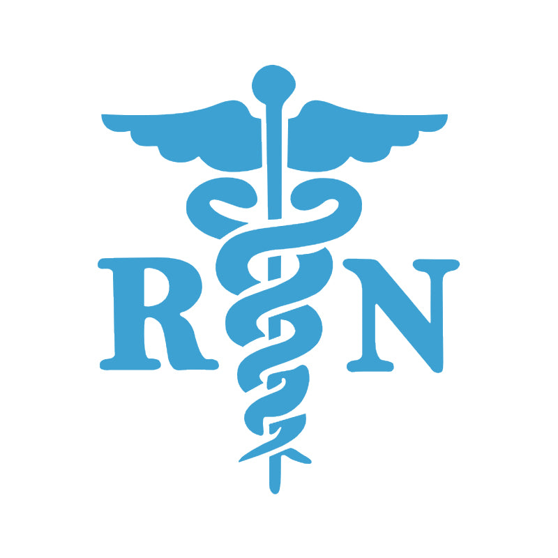 RN Vinyl Decal | Registered Nurse Symbol Sticker | Aarna Kraft Canada|4.8" X 6" - Light Blue