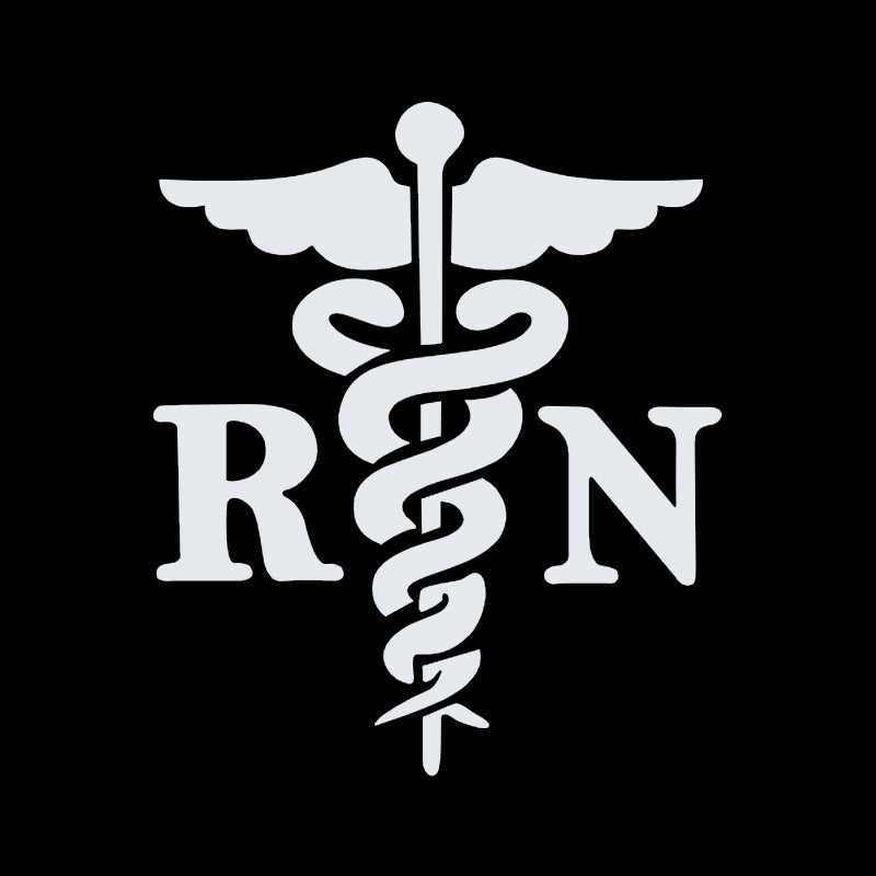 RN Vinyl Decal | Registered Nurse Symbol Sticker | Aarna Kraft Canada|4.8" X 6" - Matte White