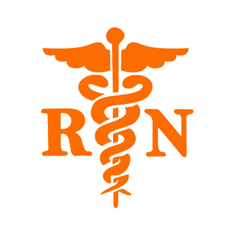 RN Vinyl Decal | Registered Nurse Symbol Sticker | Aarna Kraft Canada|4.8" X 6" - Orange