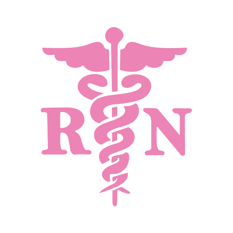 RN Vinyl Decal | Registered Nurse Symbol Sticker | Aarna Kraft Canada|4.8" X 6" - Pink