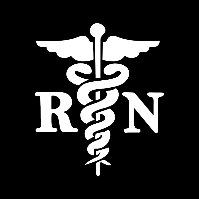 RN Vinyl Decal | Registered Nurse Symbol Sticker | Aarna Kraft Canada|4.8" X 6" - White 
