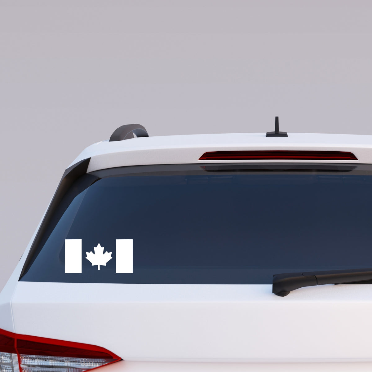 Small Stem Canada Flag Vinyl Decal Applied to Rear Vehicle Window