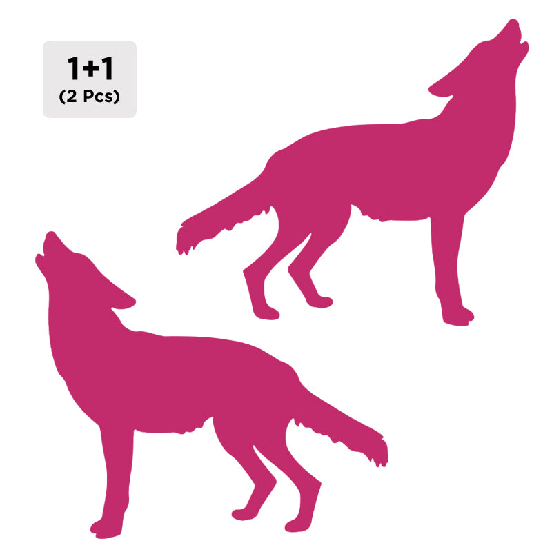 Wolf Decal - Howling 2 Pack (Facing Opposite) | Vinyl Sticker | Aarna Kraft Canada Hot Pink