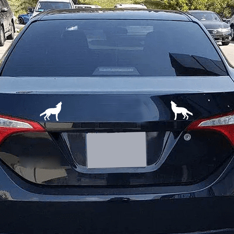 Wolf Decal - Howling 2 Pack (Facing Opposite) | Vinyl Sticker | Aarna Kraft Canada White On Car