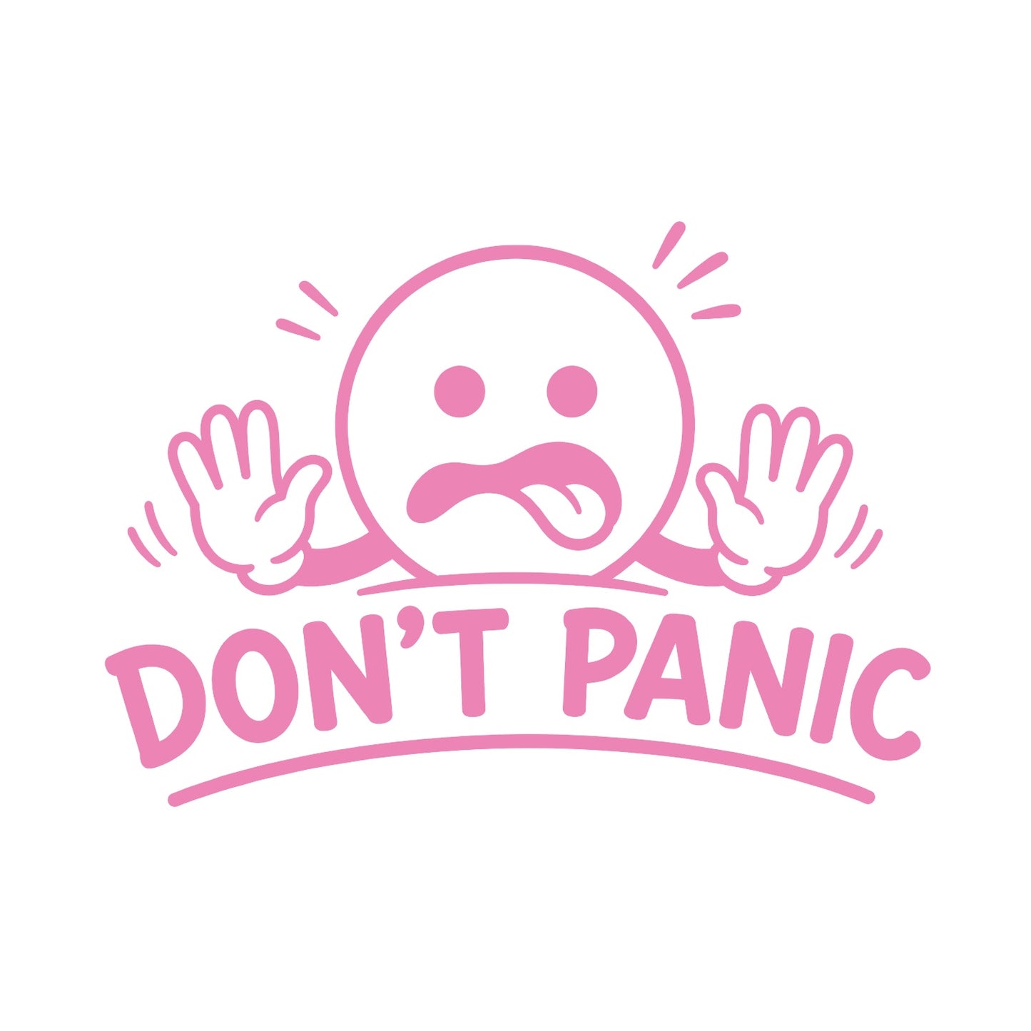 Baby pink Don't Panic vinyl decal for cars and trucks