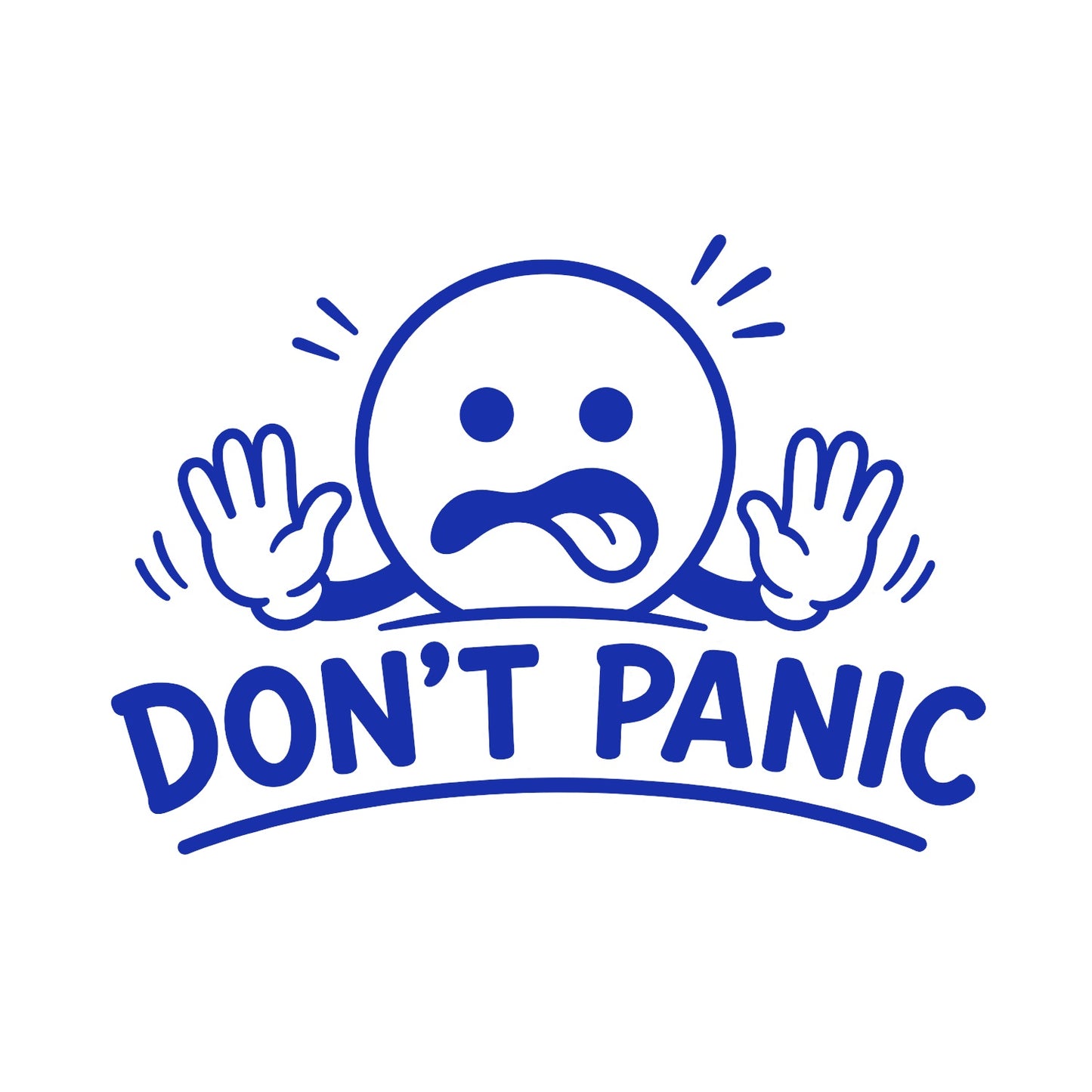 Blue Don't Panic vinyl decal for cars and trucks