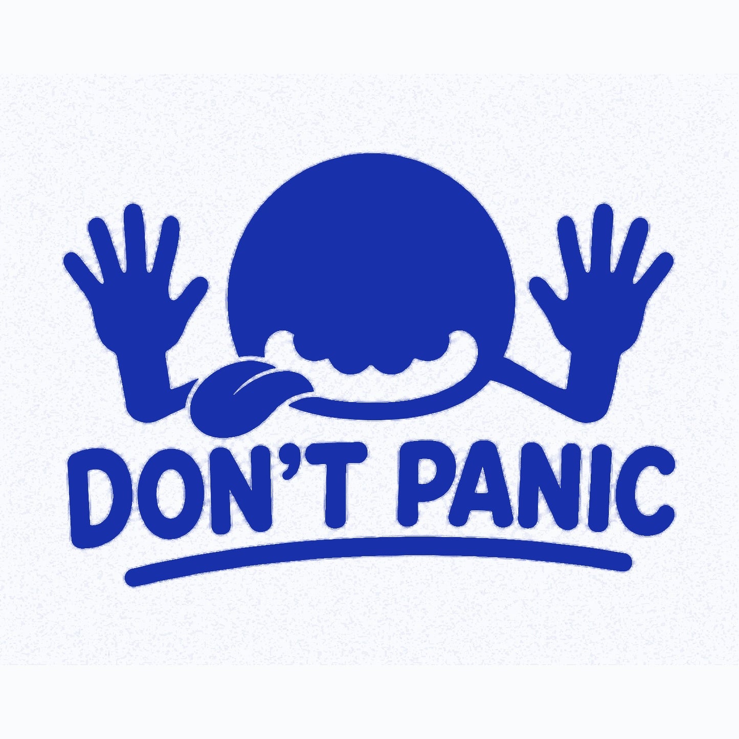 Blue Don't Panic vinyl decal for car window