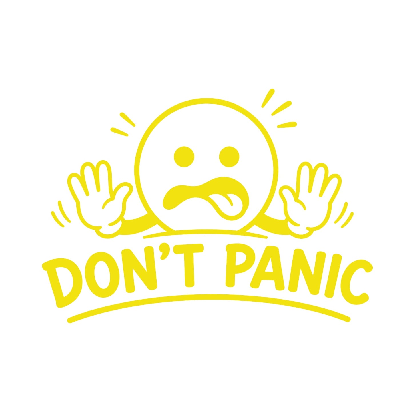 Brimstone Yellow Don't Panic vinyl decal for cars and trucks