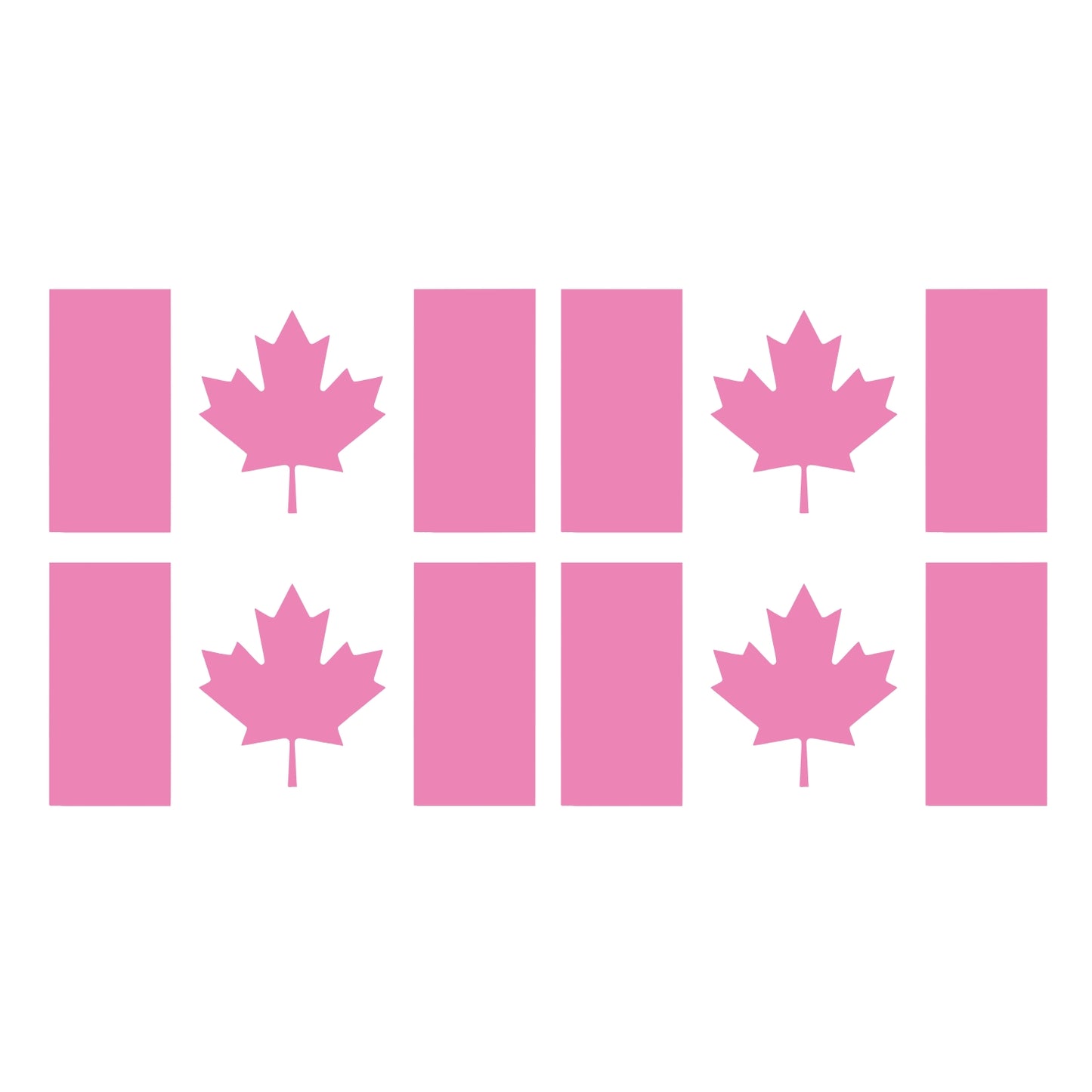 Four Baby Pink Canada Flag Vinyl Decals