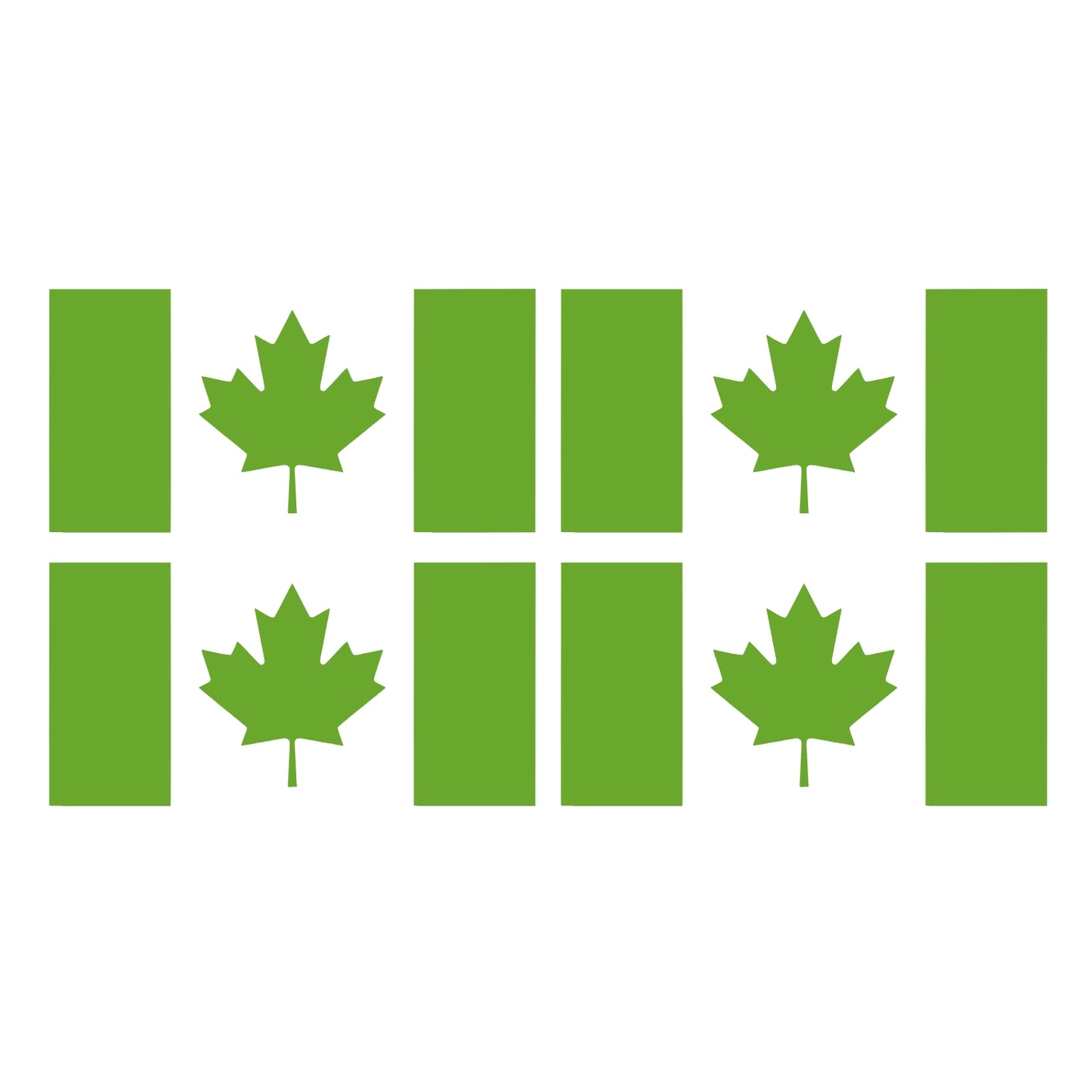 Four Lime Green Canada Flag Vinyl Decals