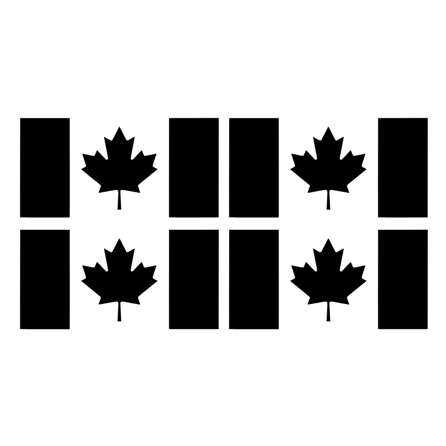 Four Matte Black Canada Flag Vinyl Decals