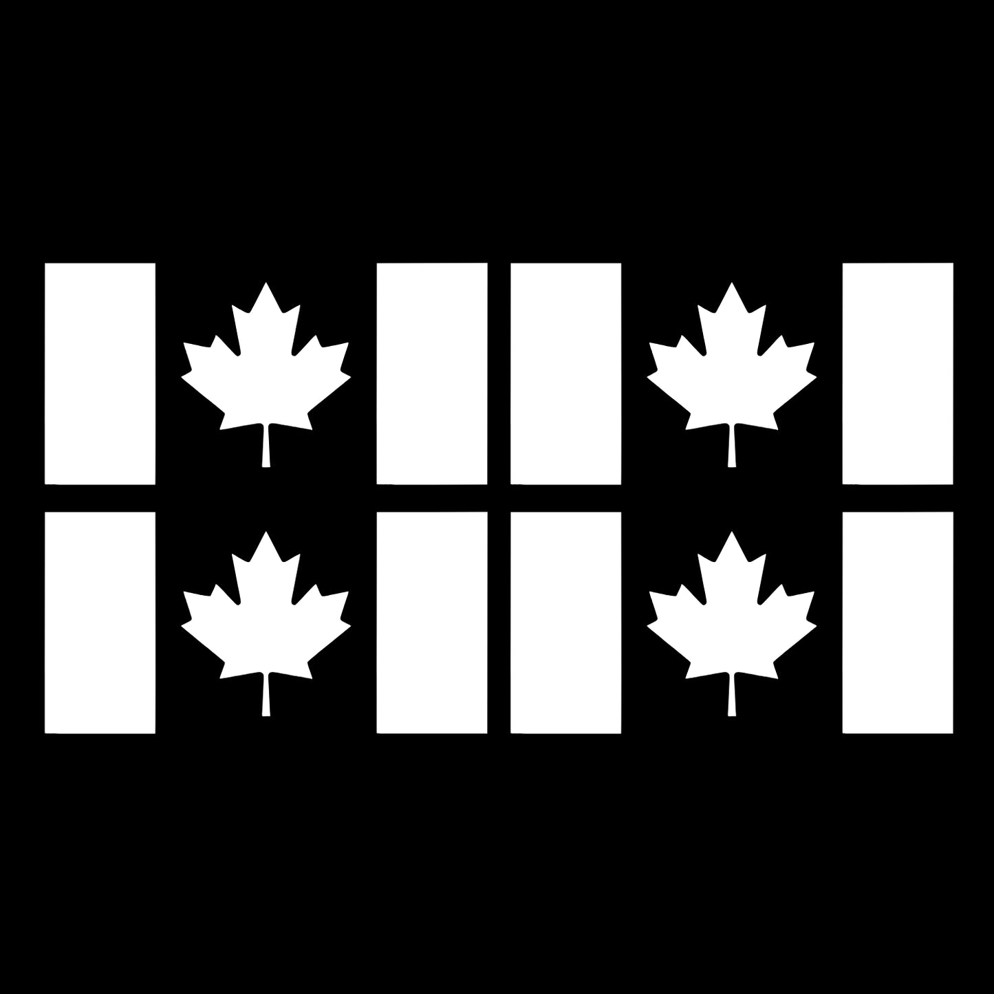Four Matte White Canada Flag Vinyl Decals
