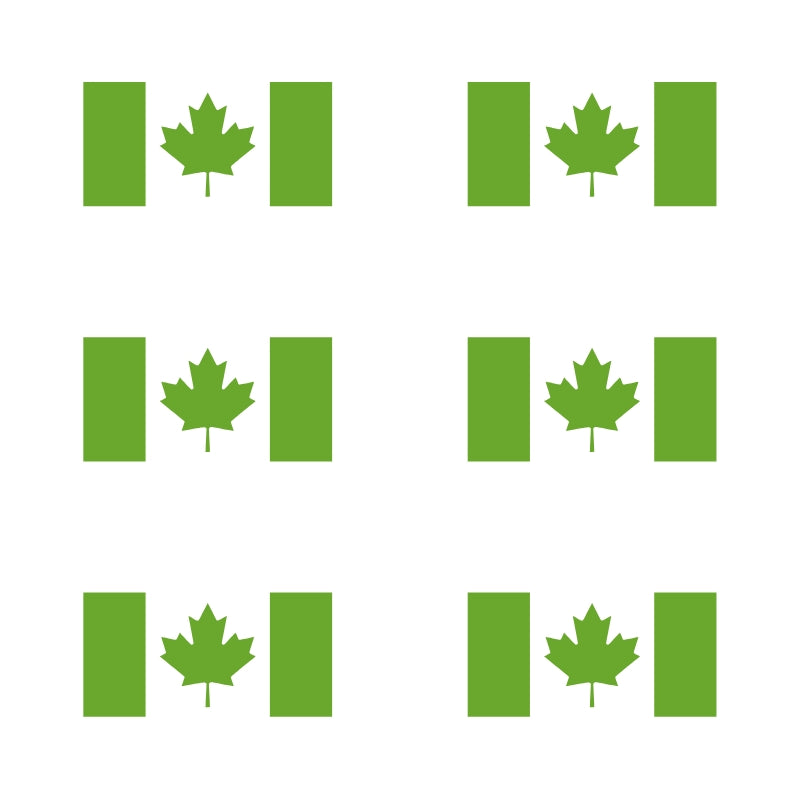 Canada Flag Vinyl Decal 6 Pack – Lime Green