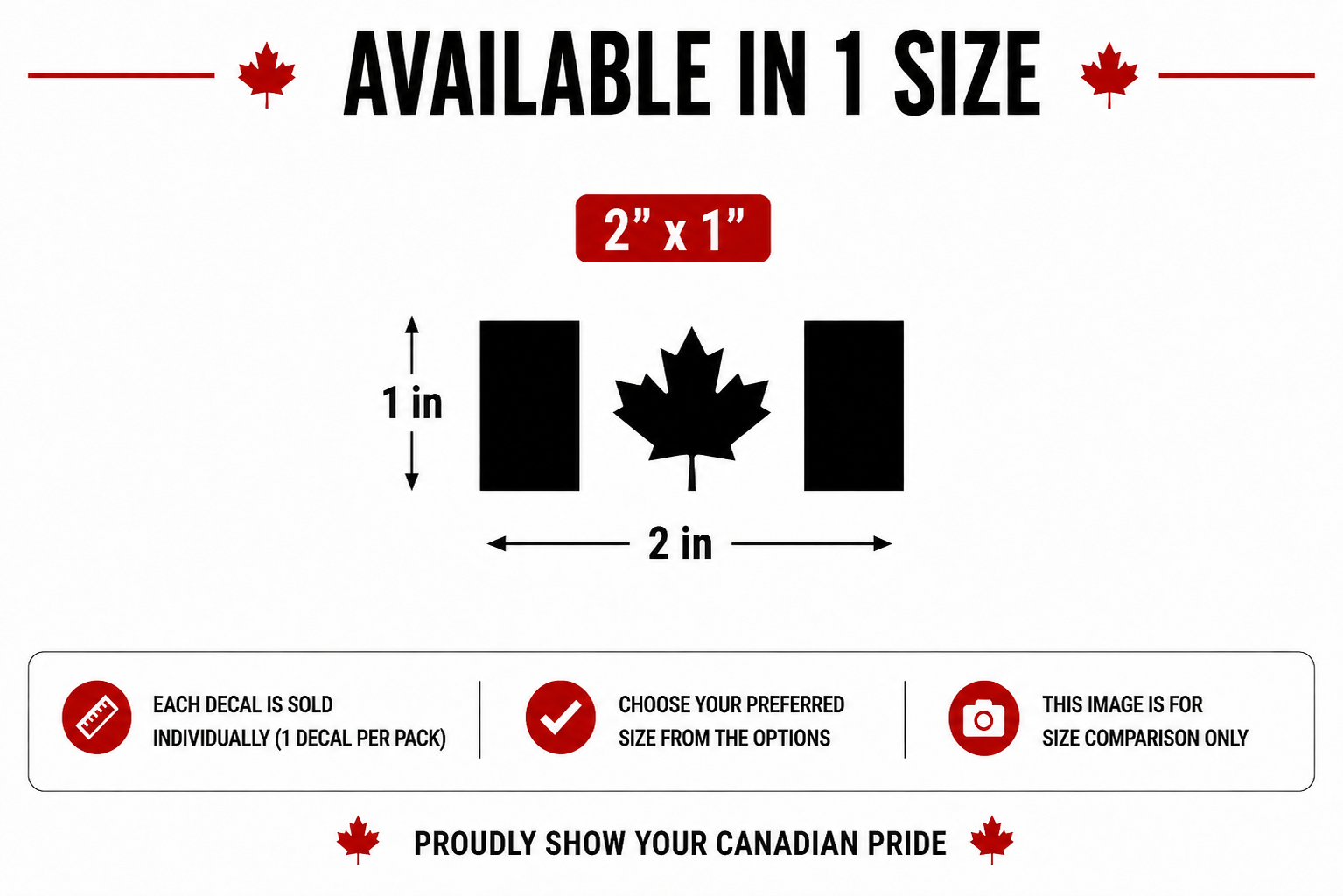 Canada Flag Vinyl Decal 6 Pack – 2x1 Size