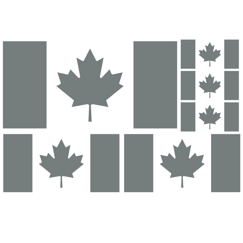 Canada Flag Vinyl Decal 6 Pack – Grey Multi-Size Decals