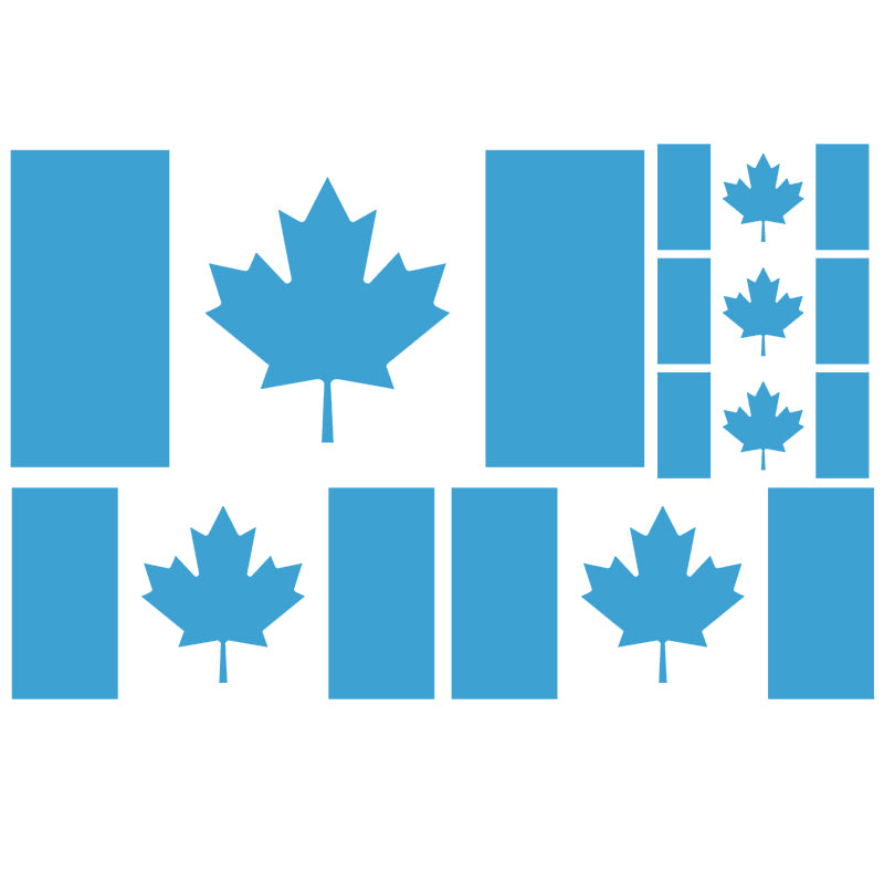 Canada Flag Vinyl Decal 6 Pack – Light Blue Multi-Size Decals