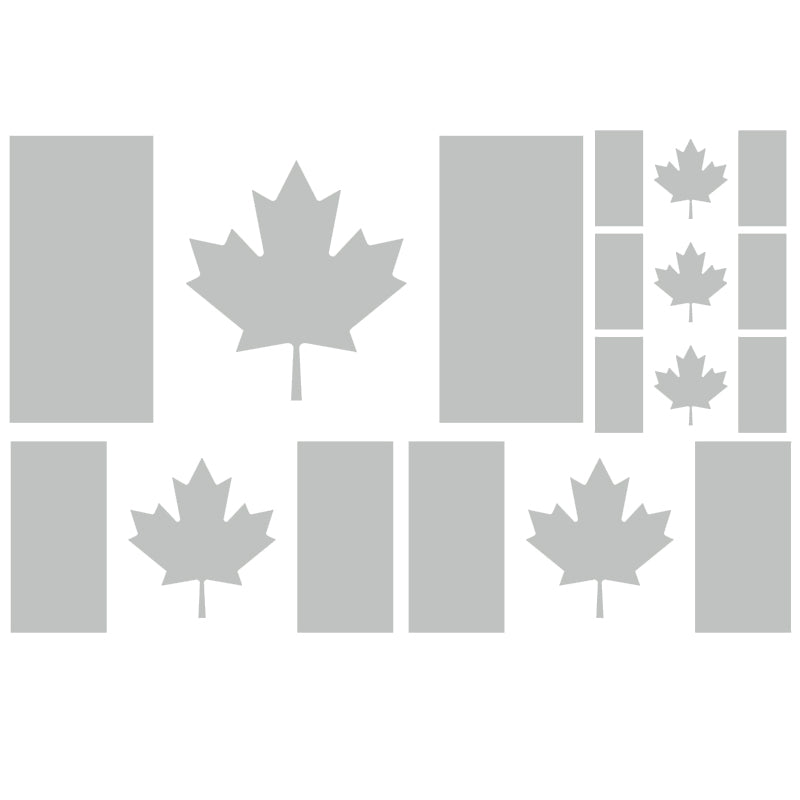 Canada Flag Vinyl Decal 6 Pack – Light Grey Multi-Size Decals