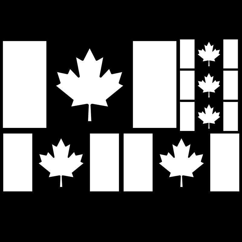 Canada Flag Vinyl Decal 6 Pack – Matte White Multi-Size Decals