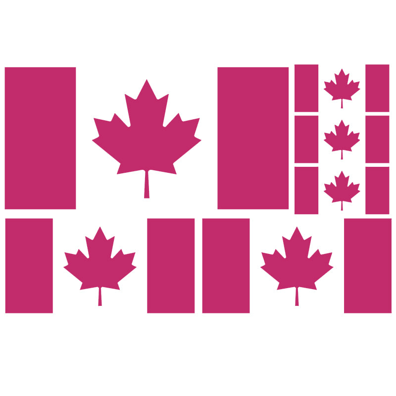 Canada Flag Vinyl Decal 6 Pack – Pink Multi-Size Decals
