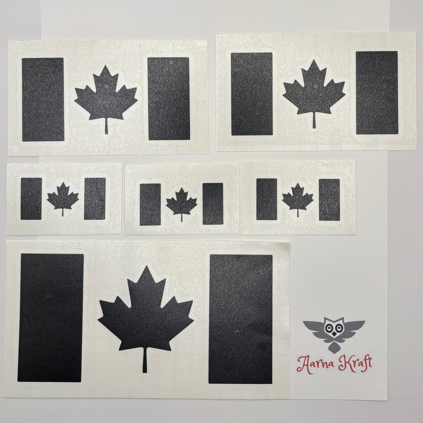 Canada Flag Vinyl Decal 6 Pack – Multi-Size Product Example