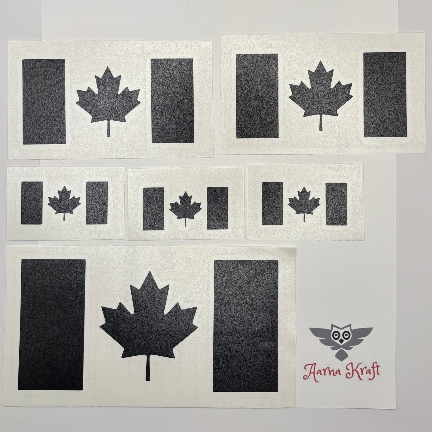 Canada Flag Vinyl Decal 6 Pack – Multi-Size Product Example