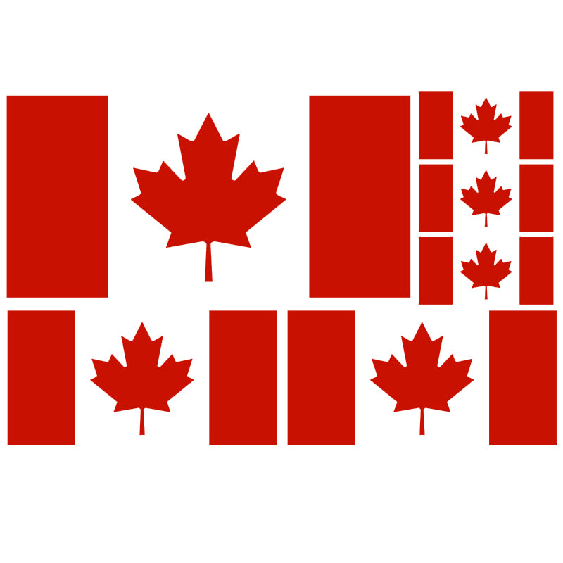 Canada Flag Vinyl Decal 6 Pack – Red Multi-Size Decals