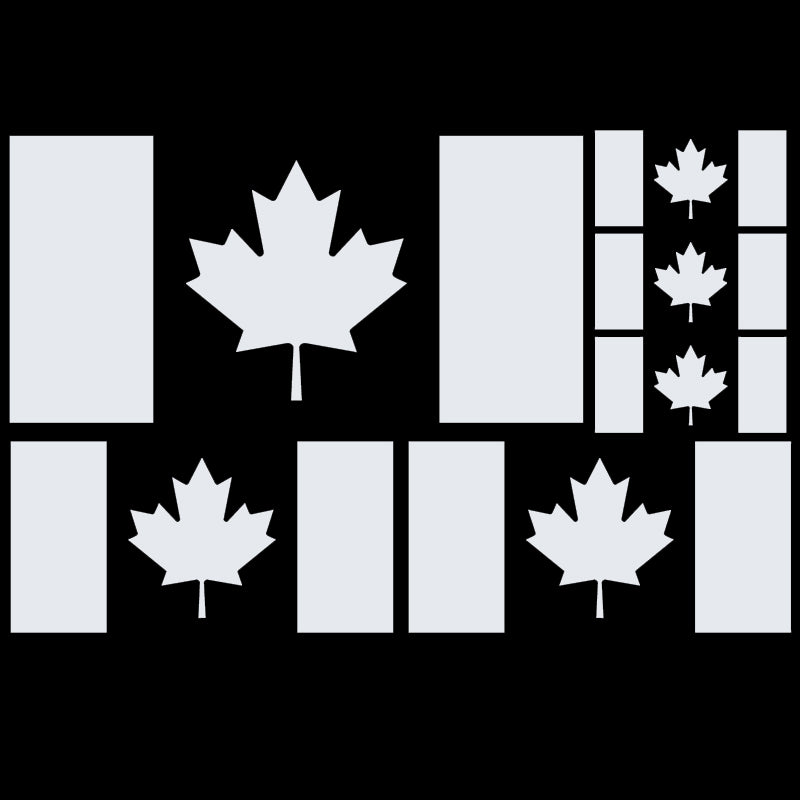 Canada Flag Vinyl Decal 6 Pack – White Multi-Size Decals